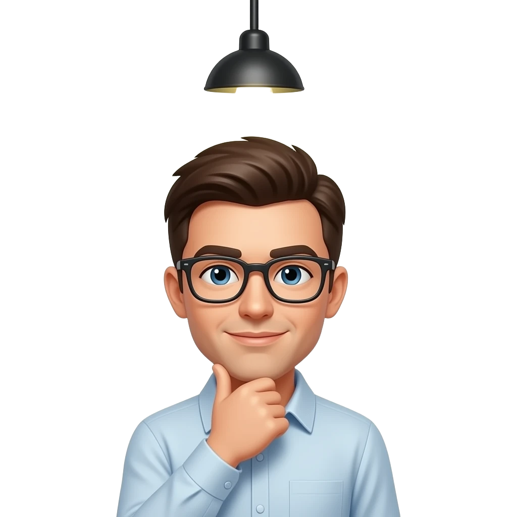 bulb light, think, face, glasess emoji