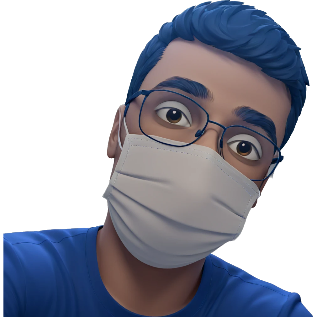 male portrait with mask indoors emoji