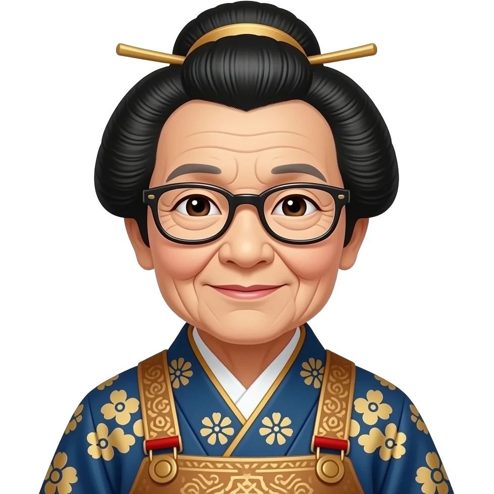 feudal Japan woman wearing glasses old women emoji