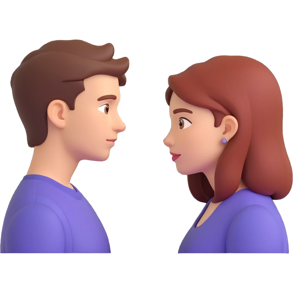 A young man and woman meeting for the first time emoji
