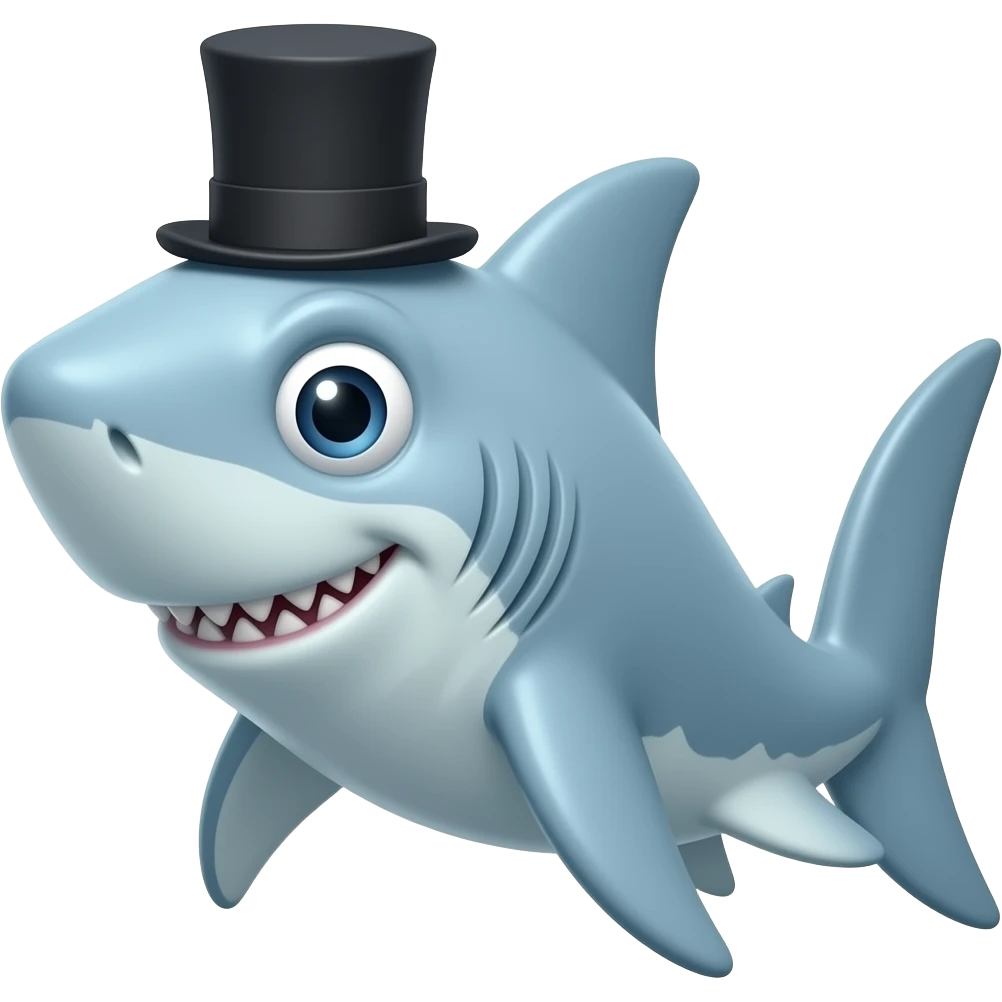 Shark with a top hat emoji