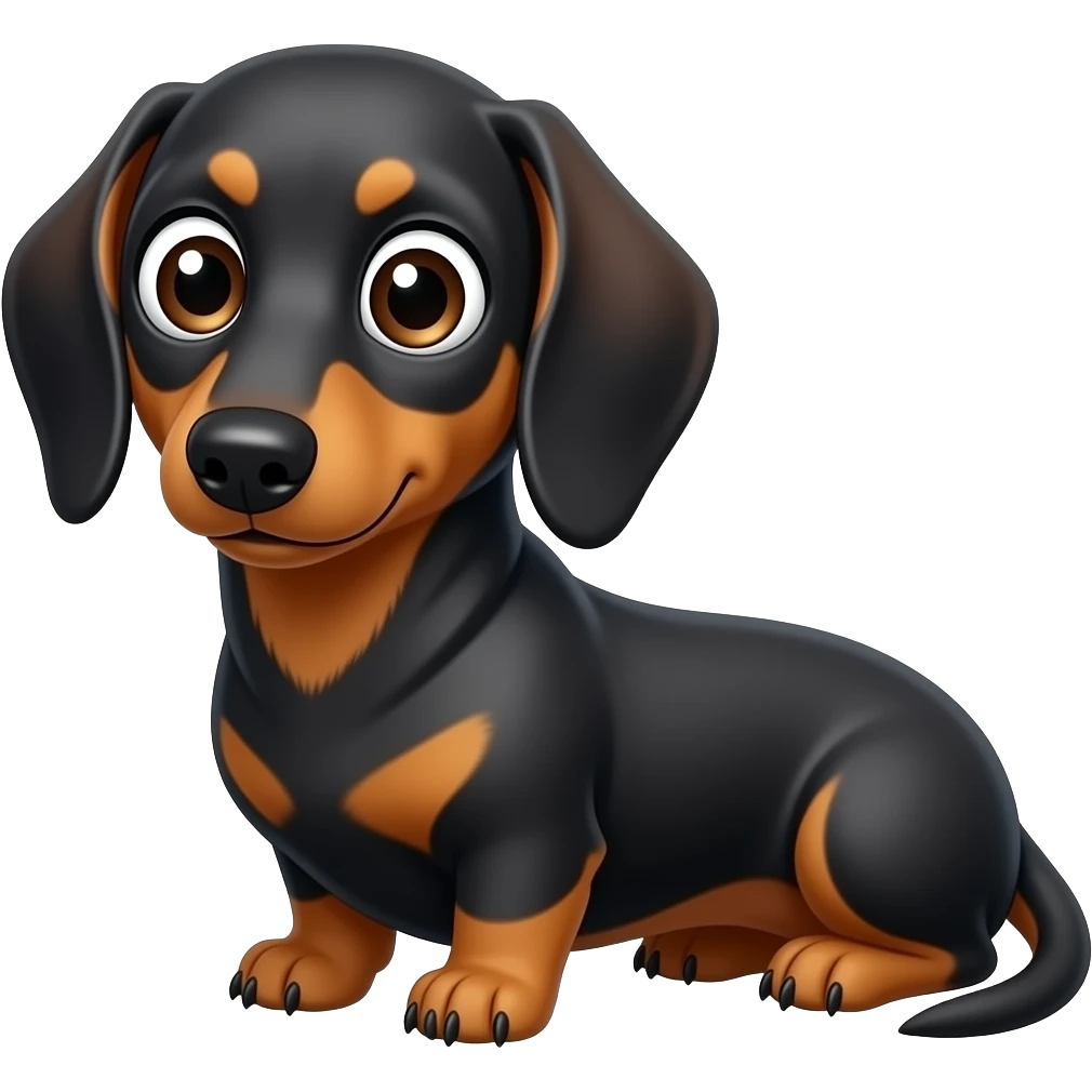 whimsical sitting dachshund wide eyes full body emoji