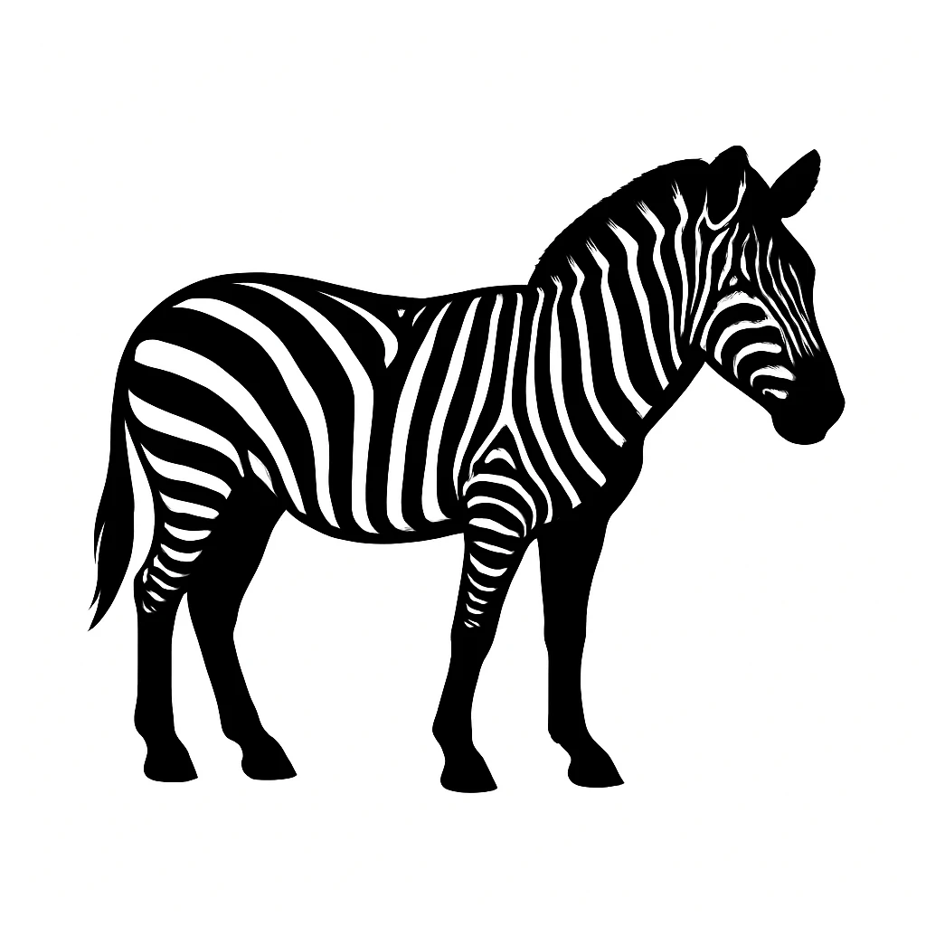 Zebra black silhouette white background emoji