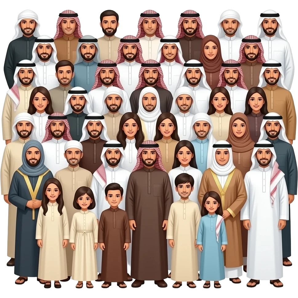 Arab family big family 100 people emoji
