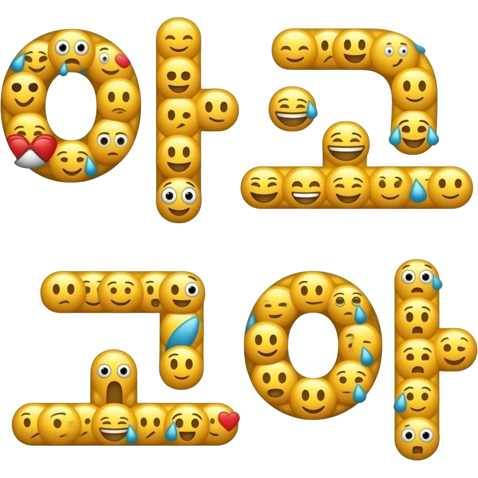 글자로 '아이고야' 를 이모지로 생성. '아이'가 윗줄 '고야'가 아랫줄 emoji
