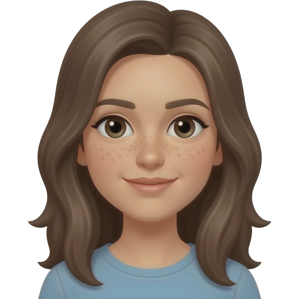 Um pouco parda de cabelo castanho longo com uma pinta no centro da bochecha esquerda emoji