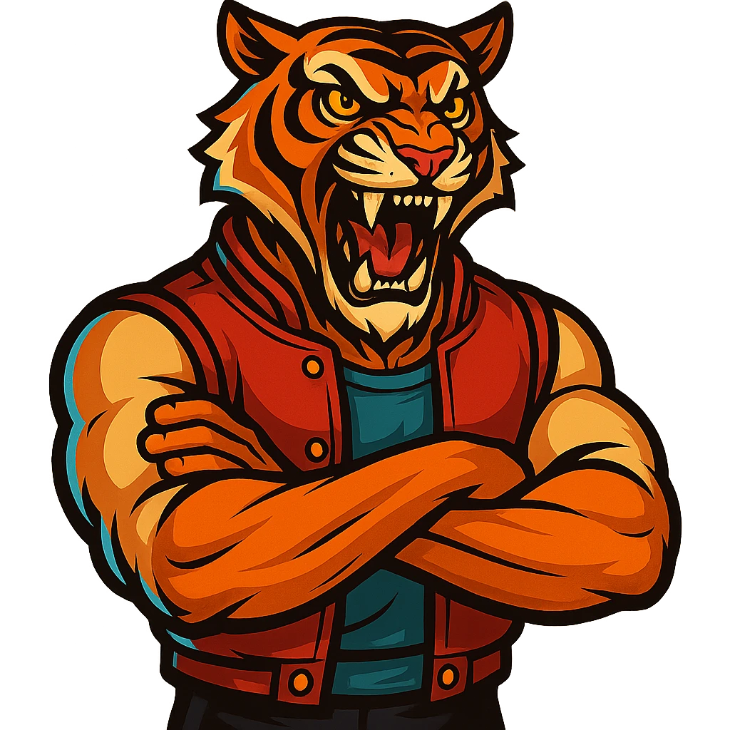 Make the tiger mask more detailed, keeping the original style, with no background emoji