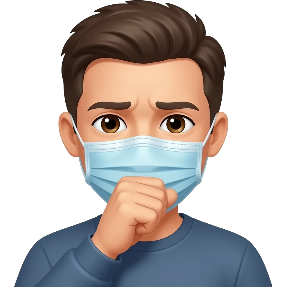 A toxic person covered by face mask coughing emoji