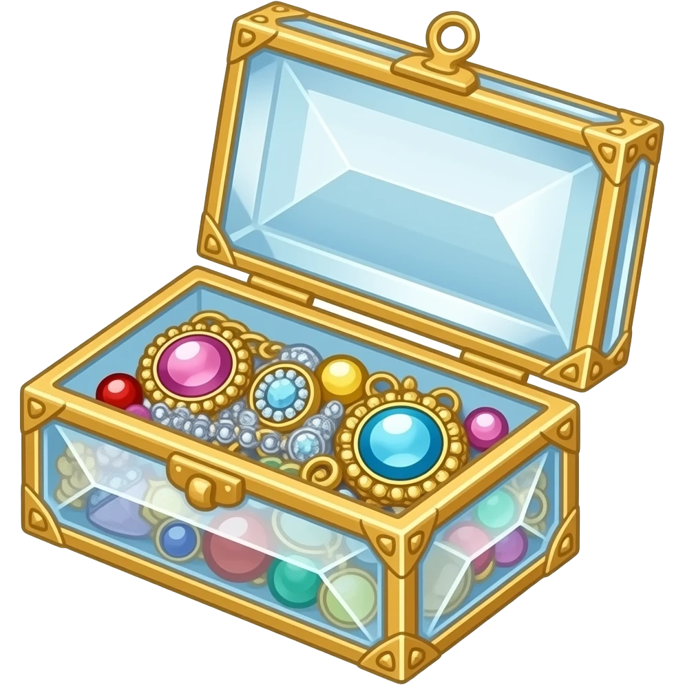 All kinds of accessories are placed in a delicate small box. emoji