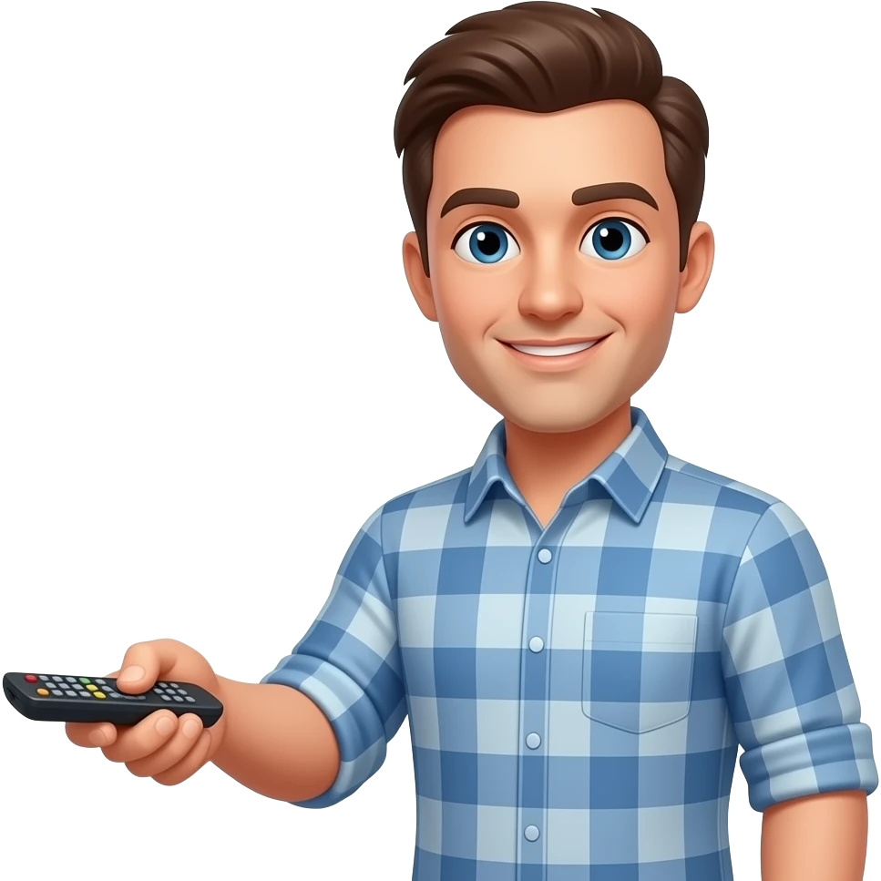 a man standing holding a remote control emoji