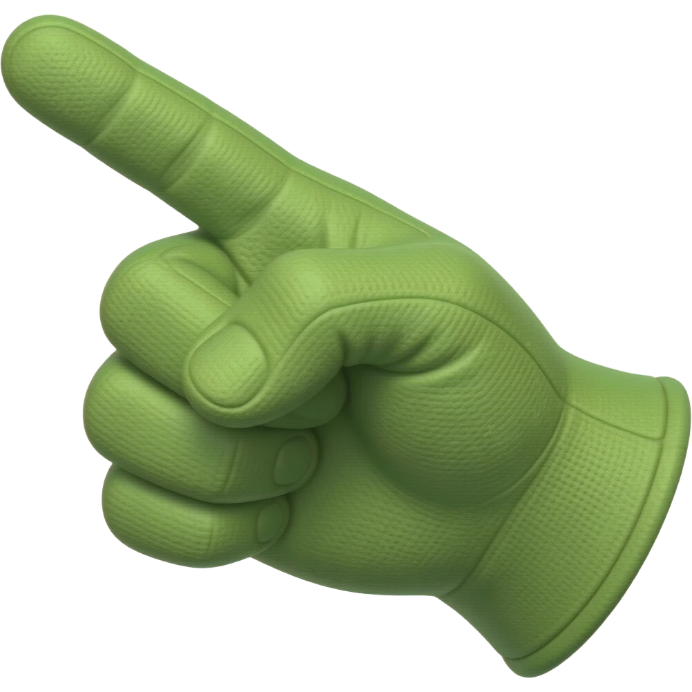 pointing hand in green glove emoji