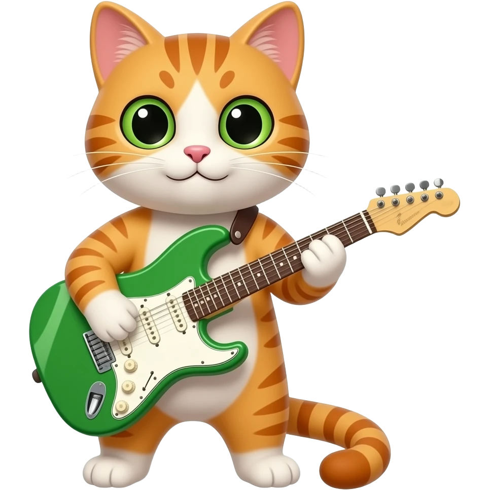 Cat playing green guitar emoji