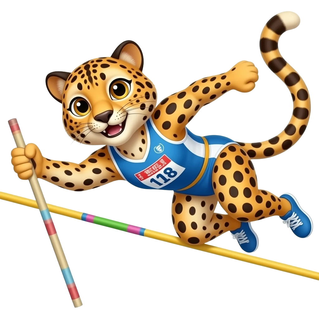 cheetah Pole Vaulting with jersey emoji