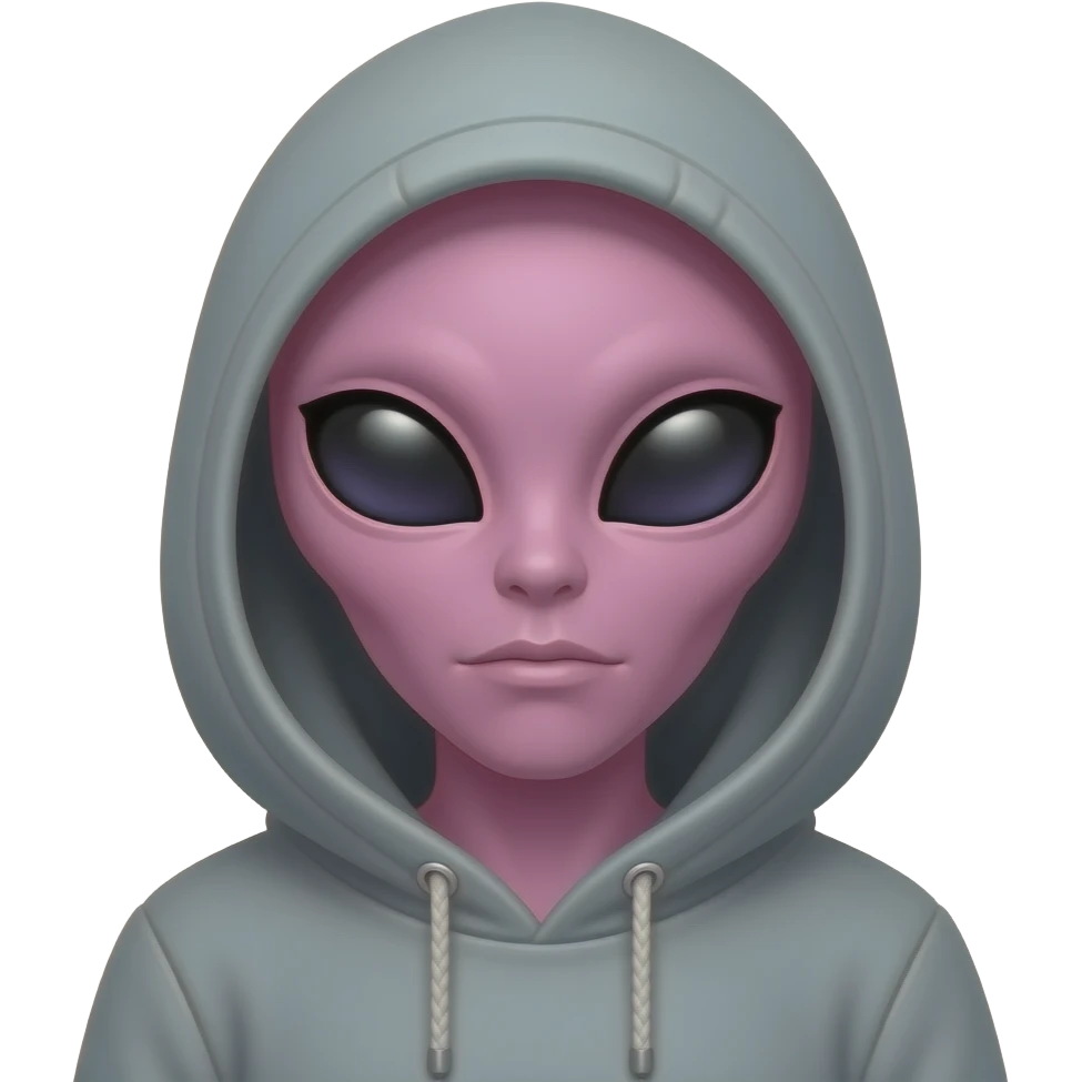 Pink alien wear hoodie emoji