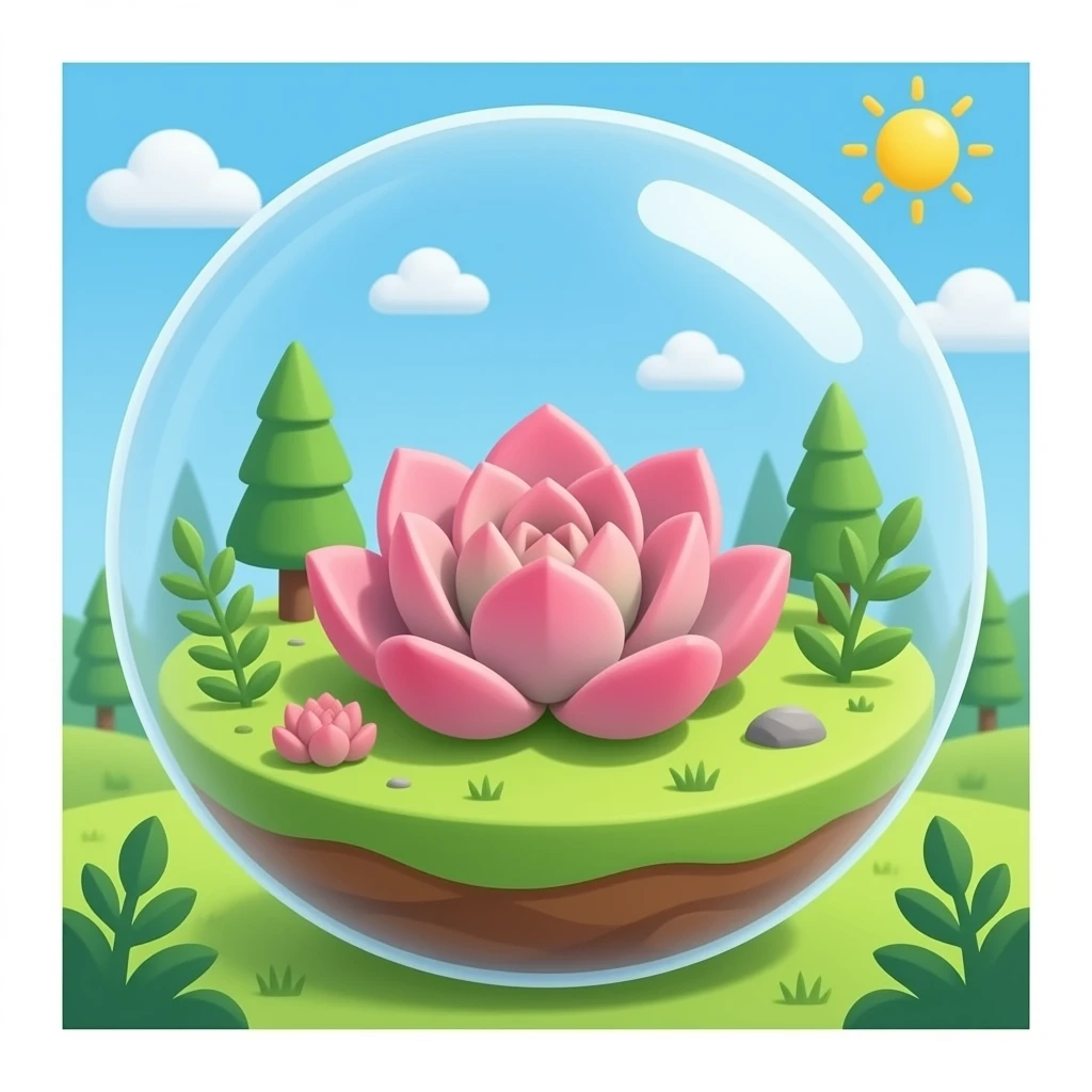 Pink succulent plant terrarium emoji
