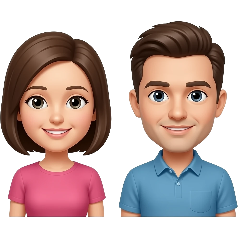 deal with 2 persone without background and separate the 2 persone emoji