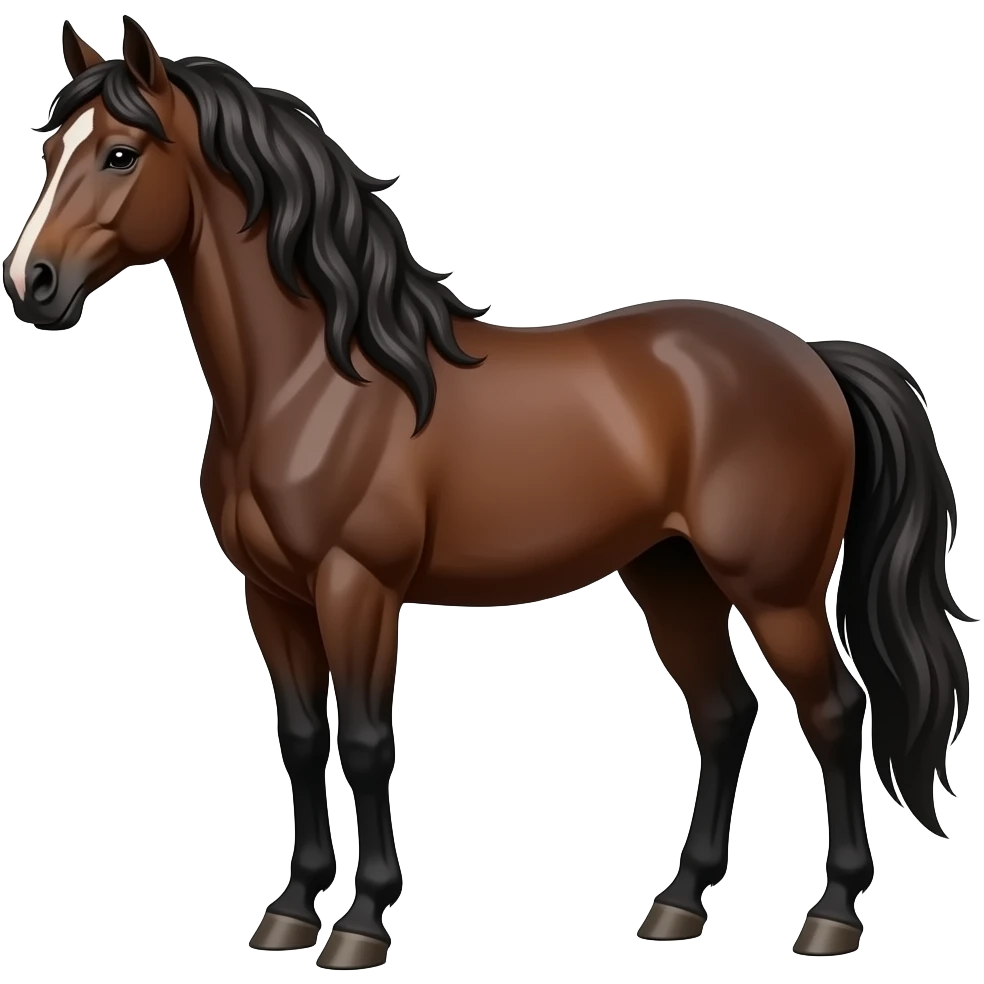 Horse with hair and dark brown clout emoji