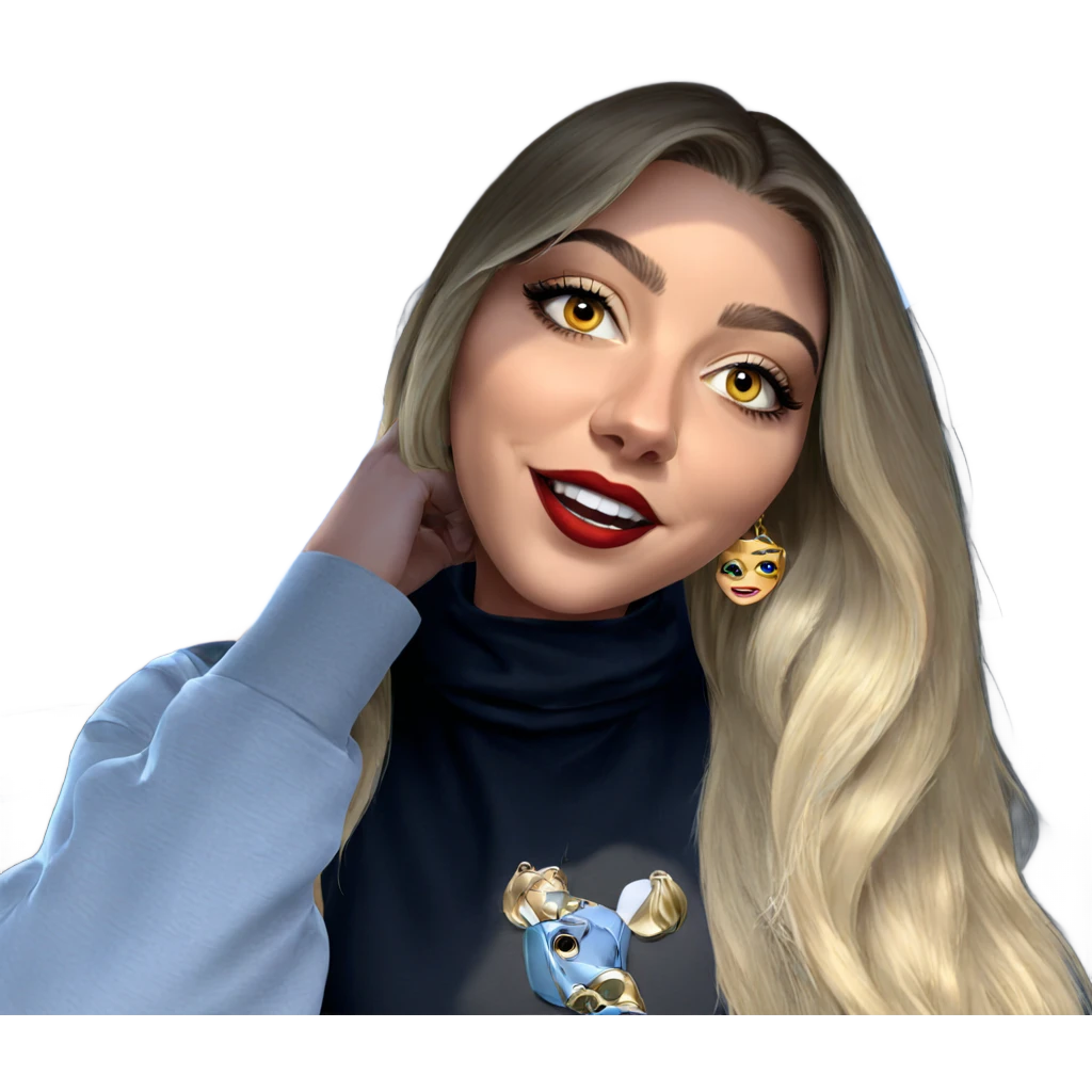 blonde girl with car jewelry emoji