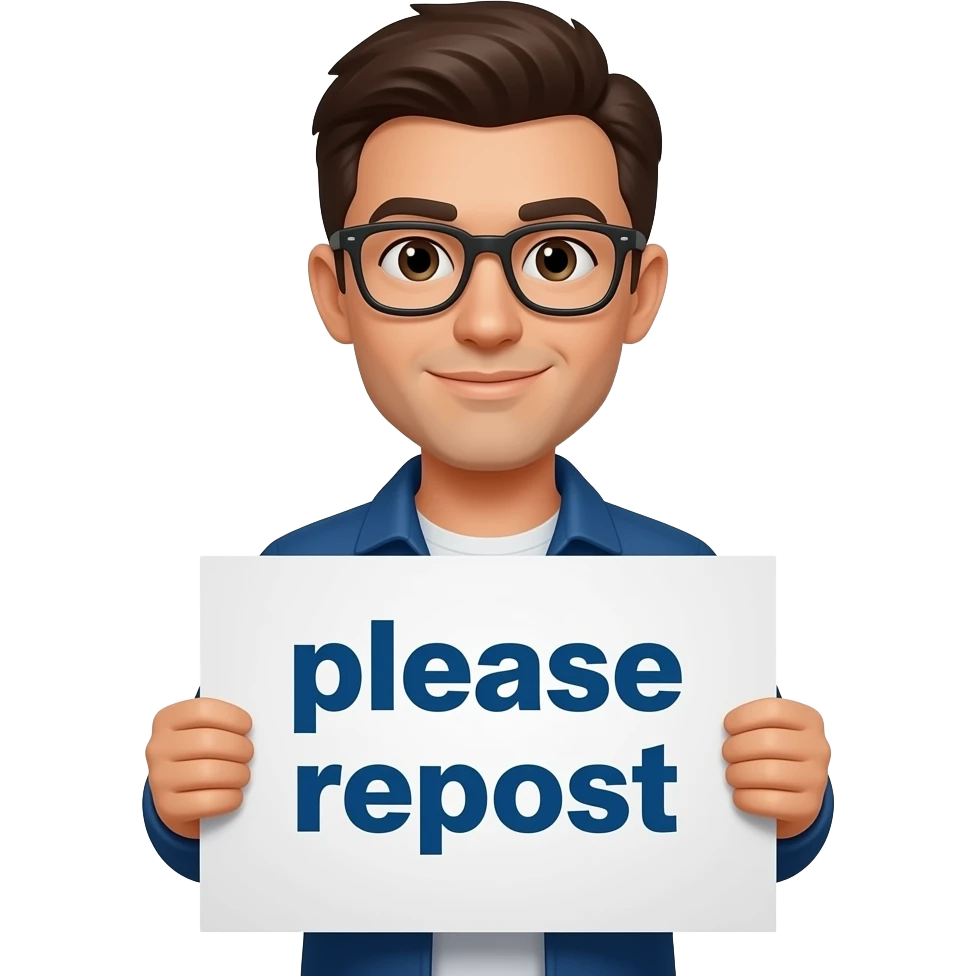 An emoji of me holding a poster saying “please repost” emoji