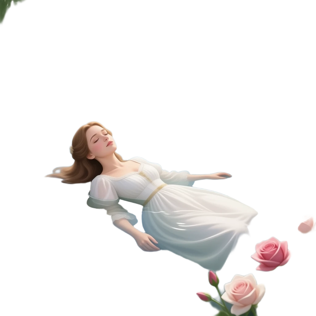 Ophelia Floating in the Water - a scene from the original painting by John Everett Miles emoji
