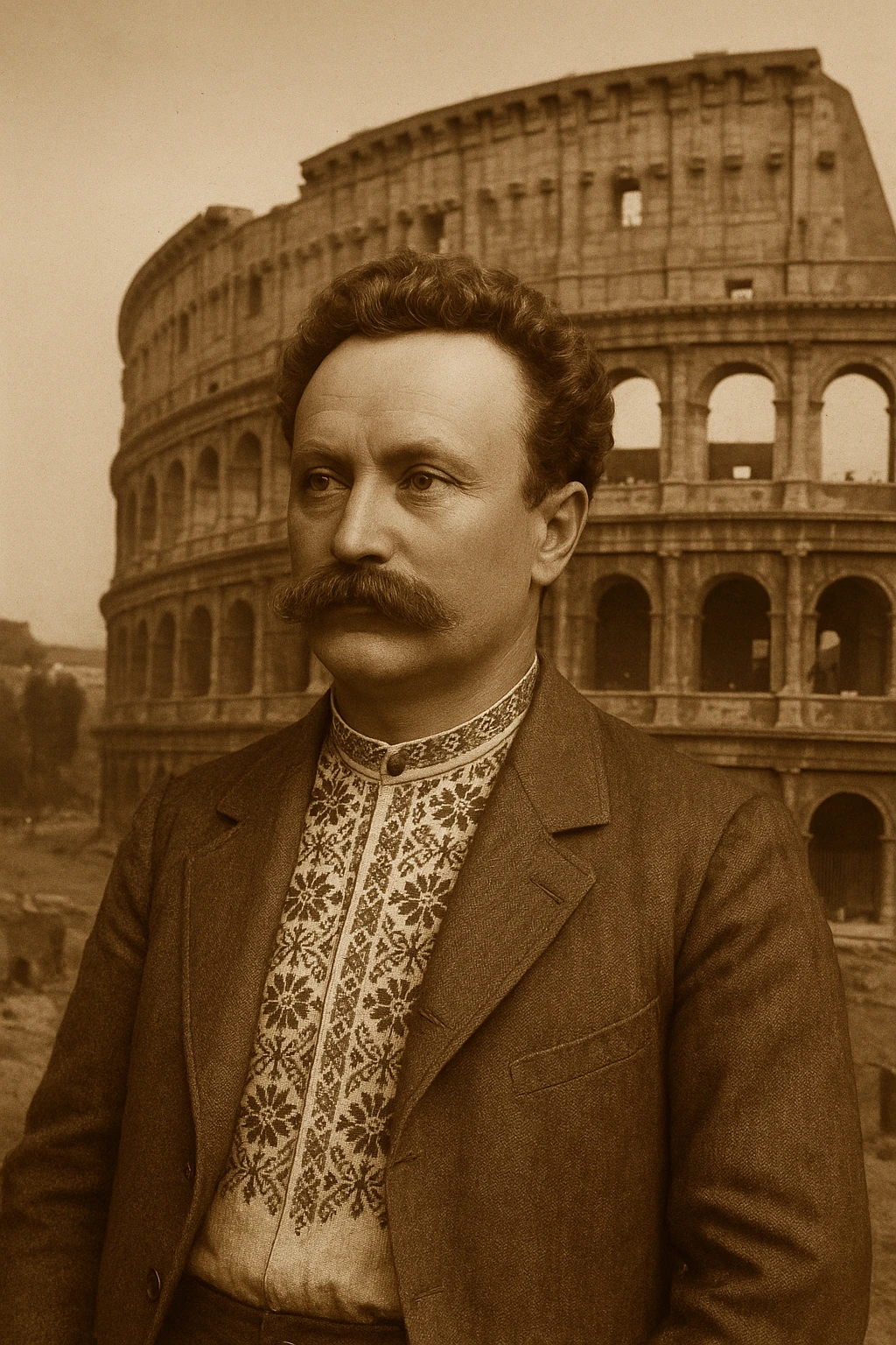 against the backdrop of the Colosseum emoji