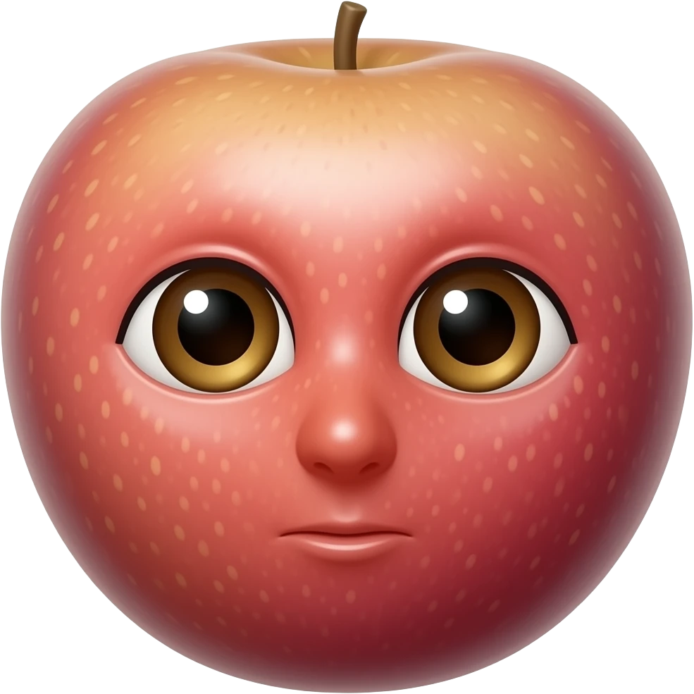 glossy emoji face as fruits that doesn’t have a nose emoji