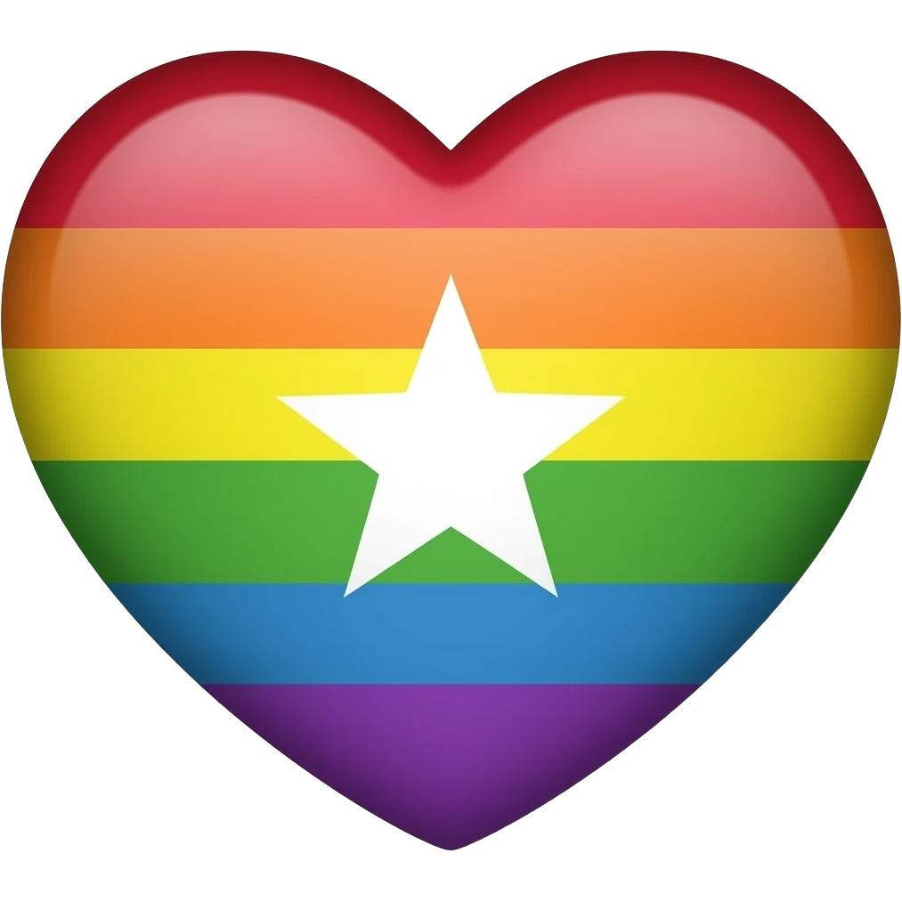 Progress flag heart red, orange, yellow, green, blue, violet, white, pink, light blue, brown and black emoji