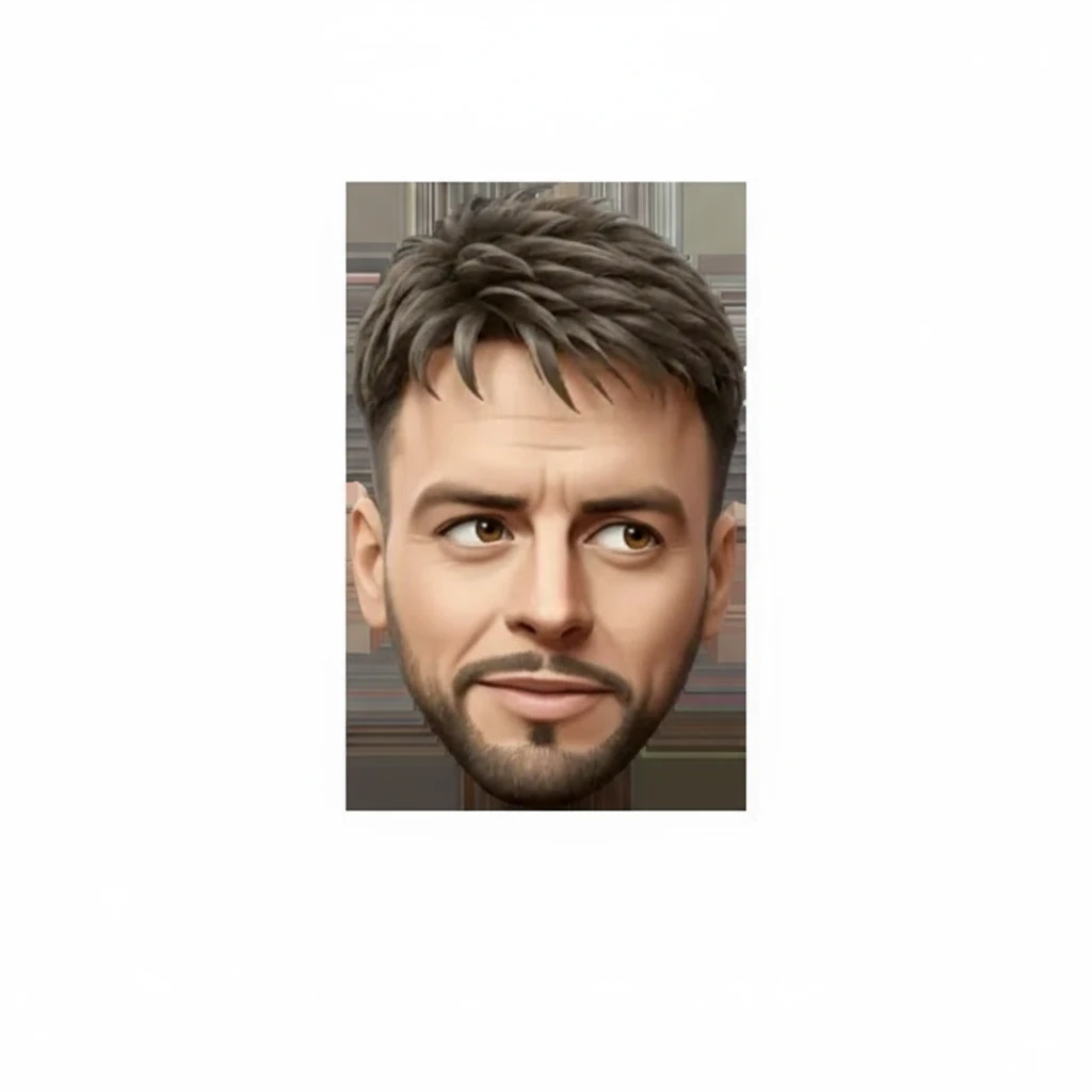 нарисуй этого человека в таком же стиле с задумчивым взглядом emoji