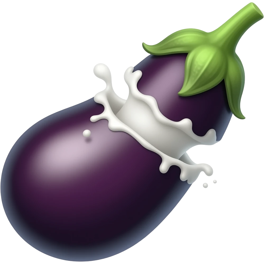 Eggplant eruption in milk at the tip emoji