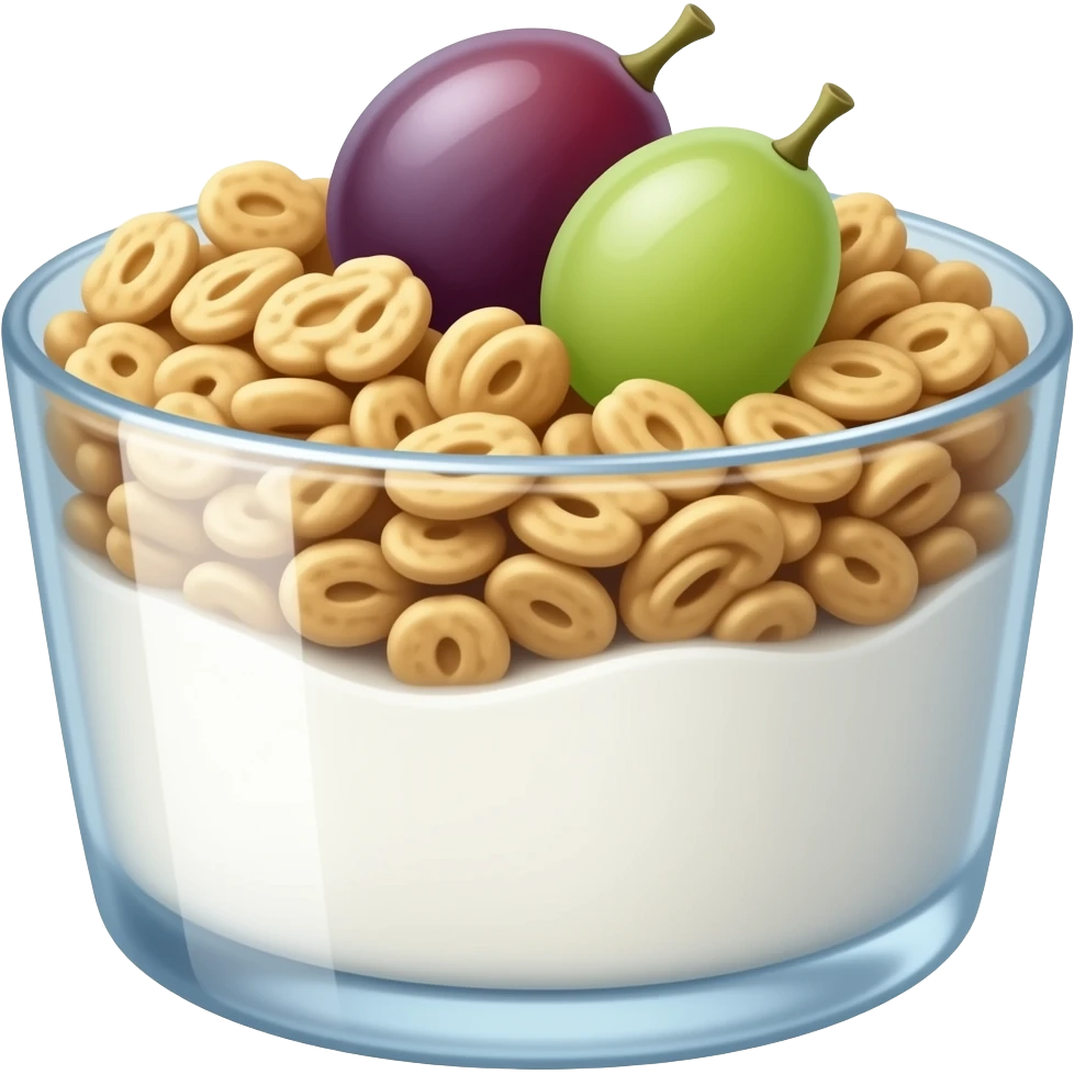 Joghurt with muesli topped with grapes emoji