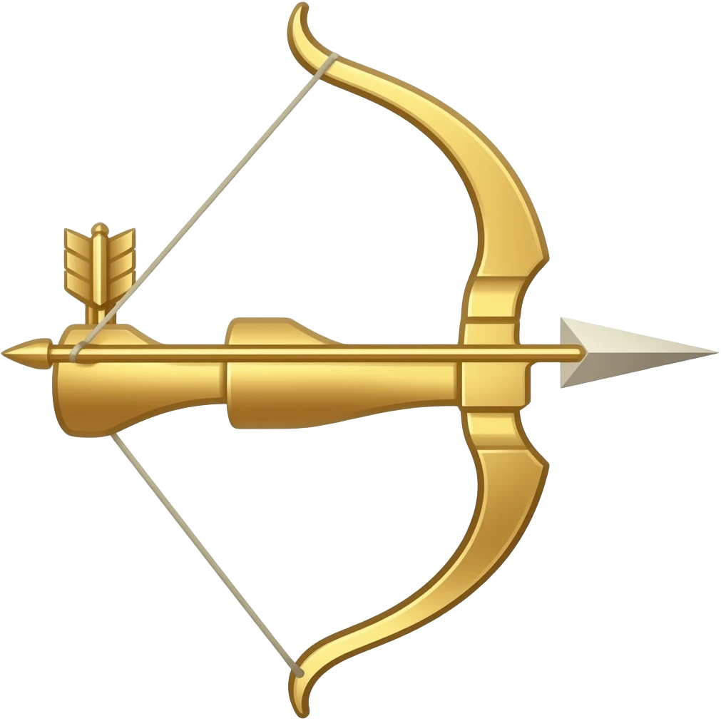 wapen bow emoji facing towords right gold color  facing towords right emoji
