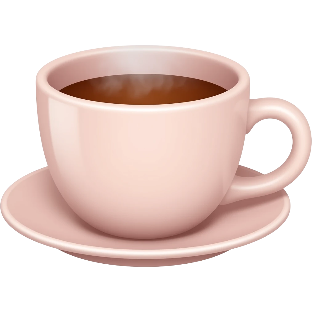 tea mug, soft steam, blush pink and nude palette emoji