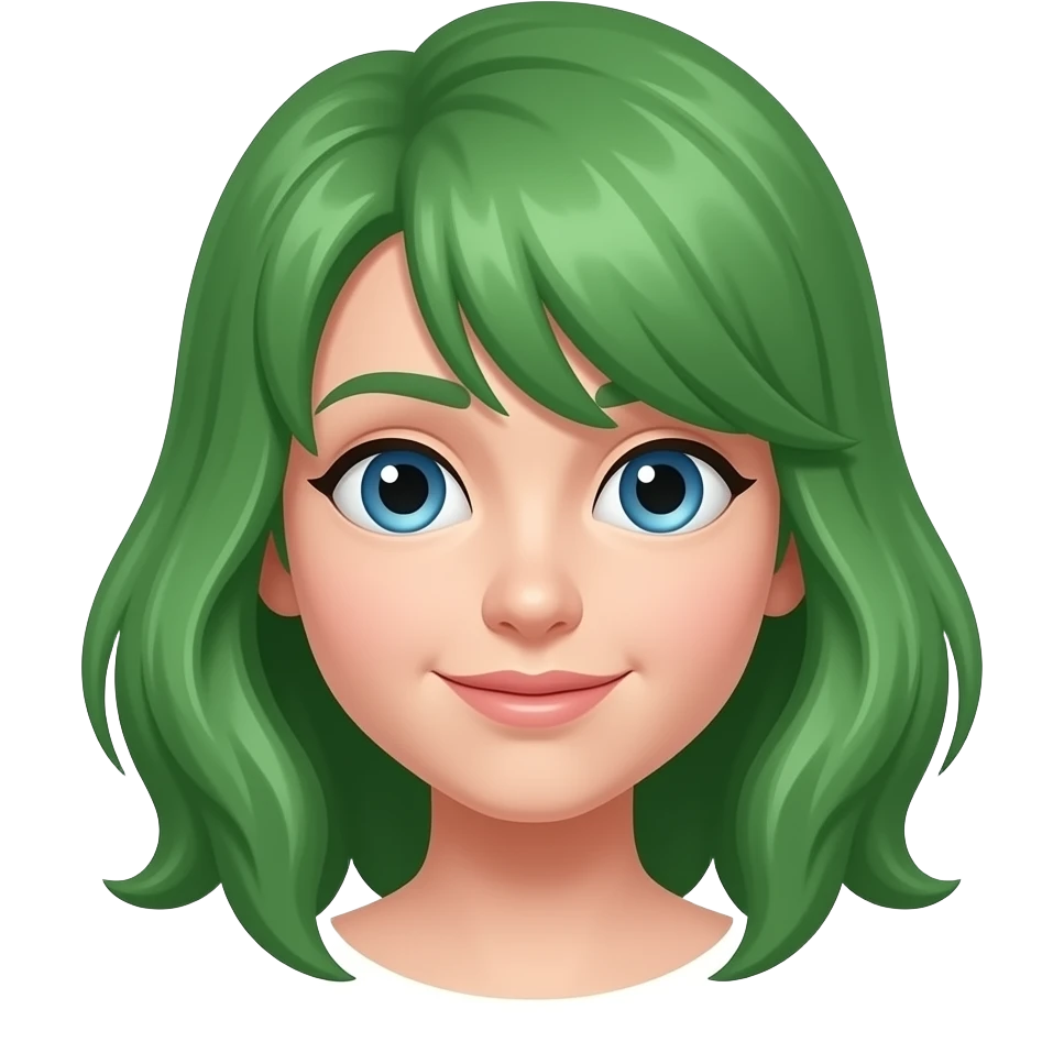 Brown and green hair with blue eyes anime emoji