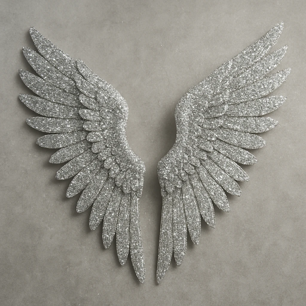 Silver glitter wings emoji