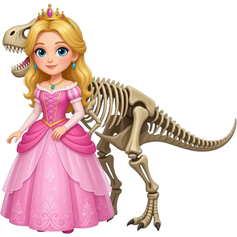 Princess dress fit on a fossilated dinosaur emoji