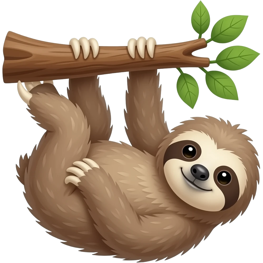 hanging sloth big tree drink coffee hanging emoji