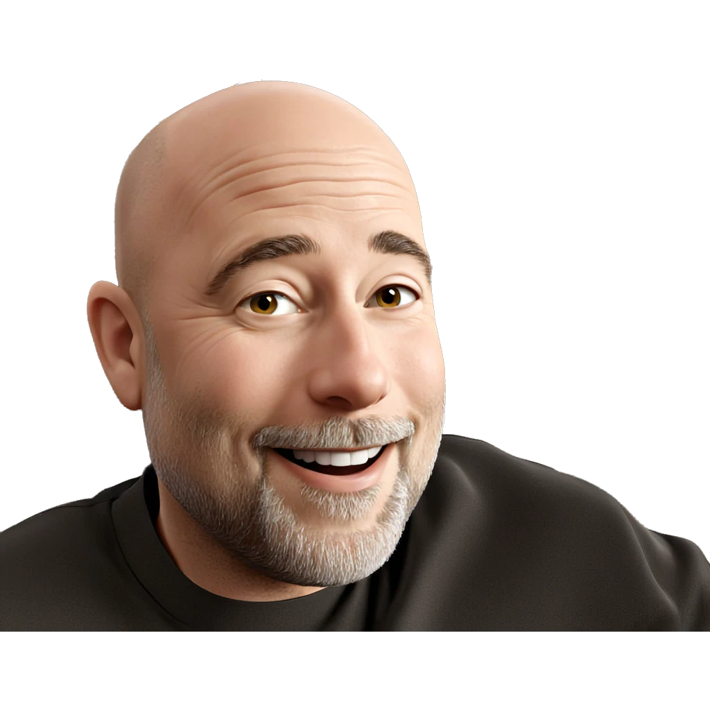 smiling bald man with beard emoji