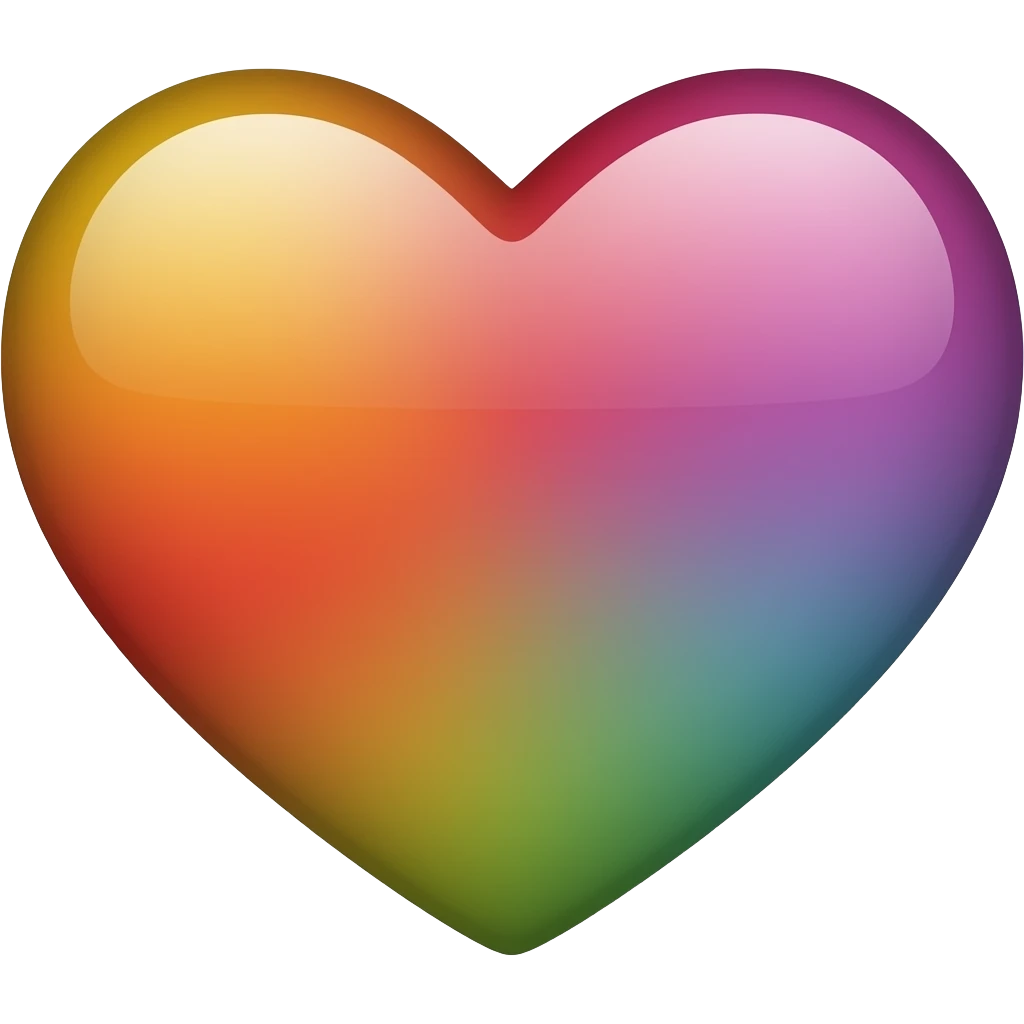 orange and purple heart ombre yellow and red green emoji