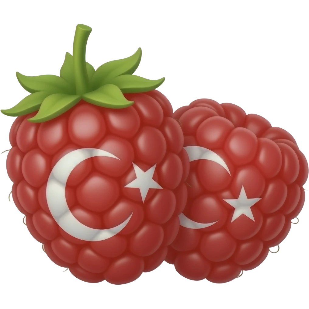 Make raspberries only 2 bright with Turkish flag  red red juicy emoji