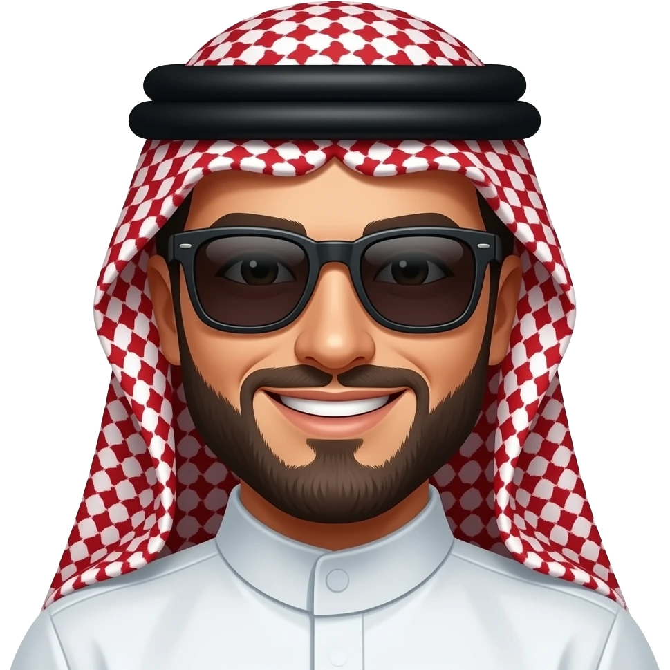 Árabe  rojo con lentes oscuros y sonriendo emoji