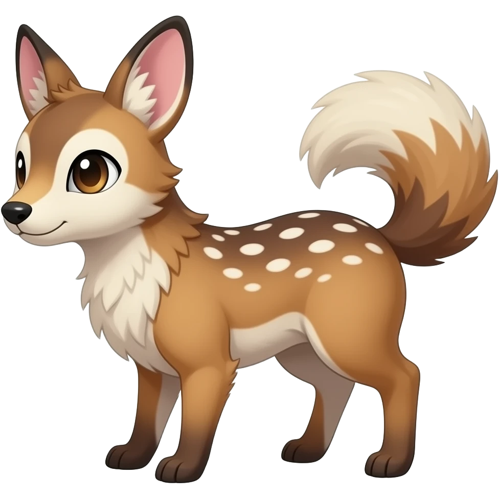 Sylveon-Furret-Buneary-Jackalope-fusion-hybrid-animal-creature with tufted ears, tufted tail emoji