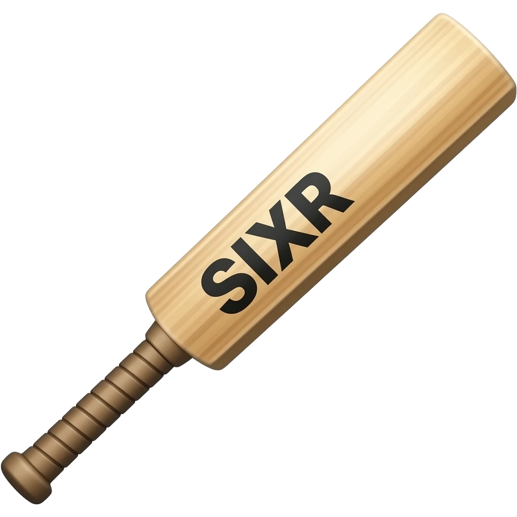 Make a cricket bat emoji where in middle it should be written as SIXR emoji