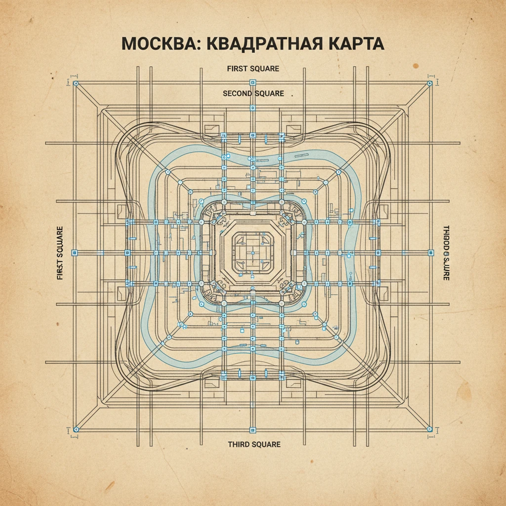 Карта квадратной Москвы, в которой вместо 3 колец - 3 больших квадрата

И станции метро раскиданы emoji