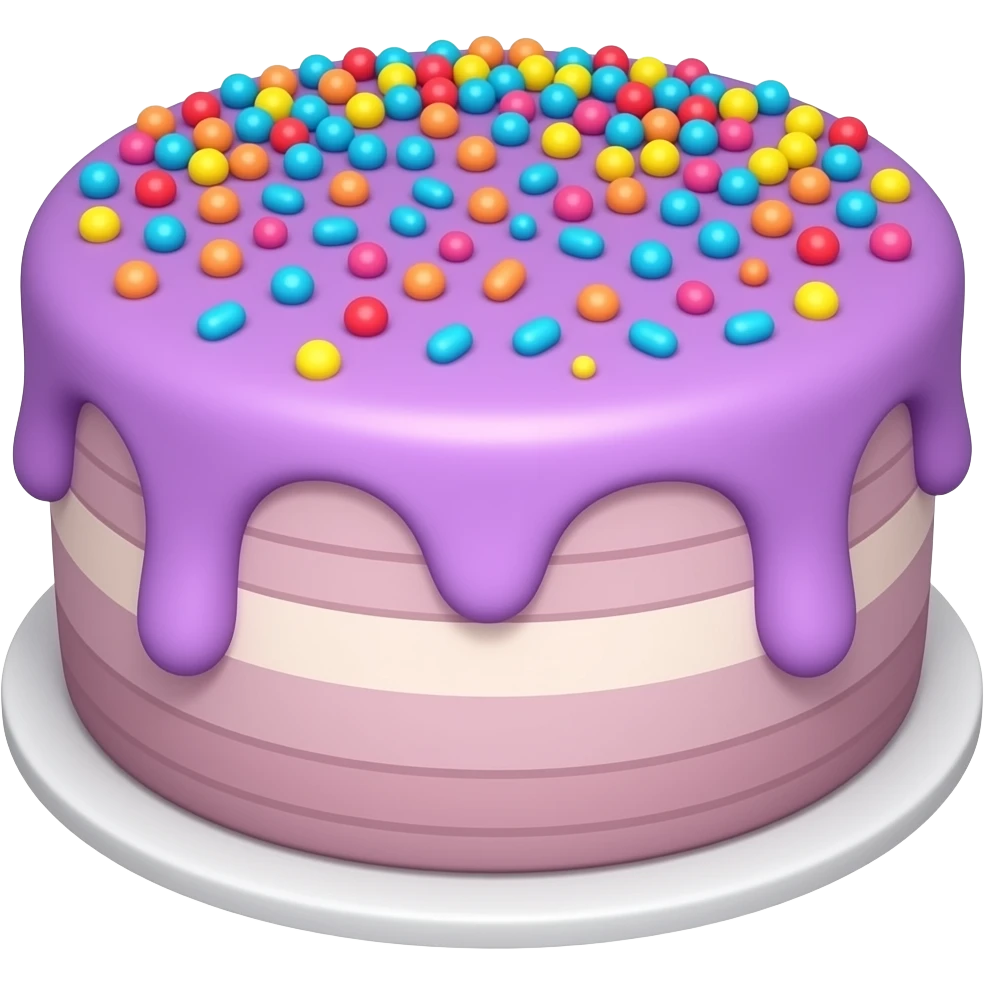 purple cake with round rainbow sprinkles emoji