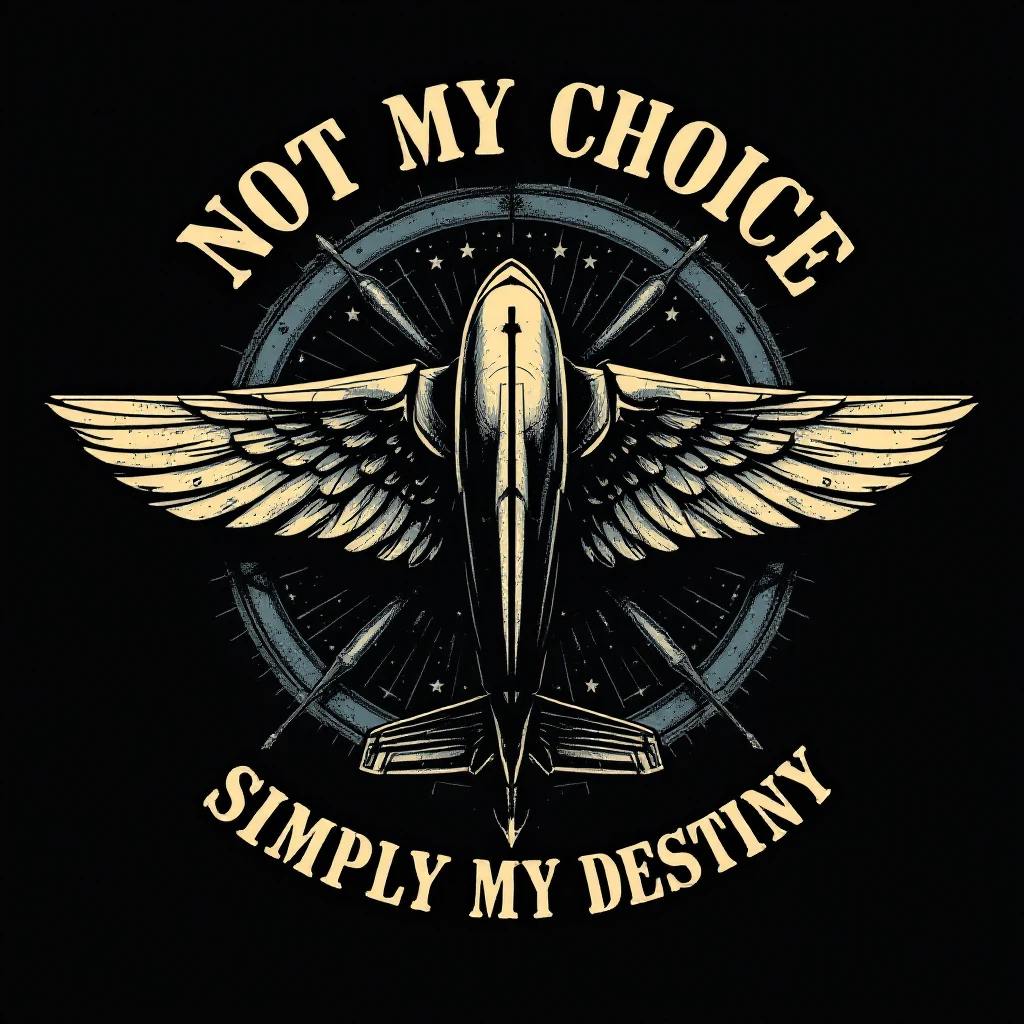 a retro military pinup fuselage decoration for the motto " not my choice, simply my destiny " emoji