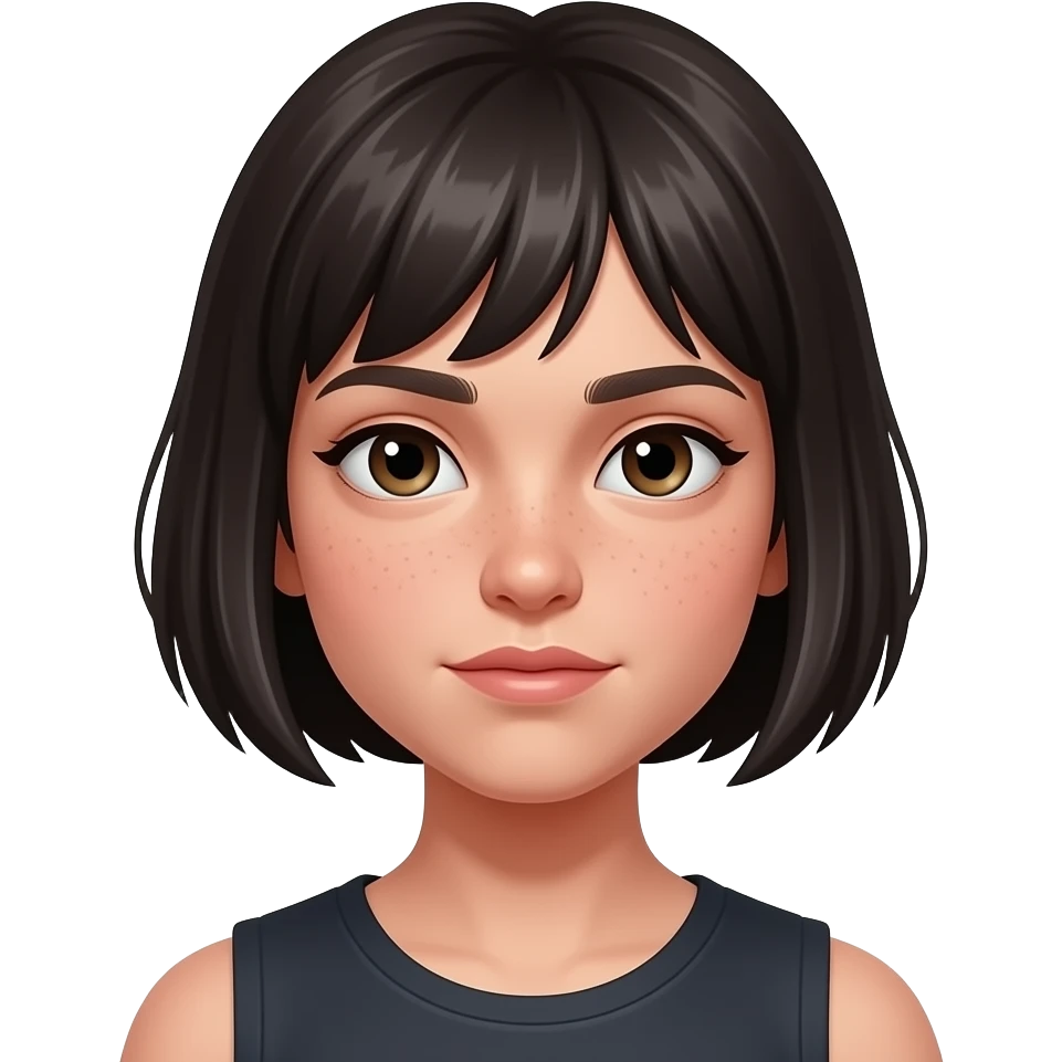 Shorter hair and not so pretty of a girl.  Shorter hair and not so pretty  Make the hair shorter and dark emoji