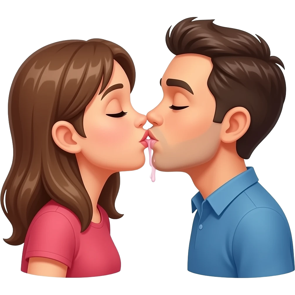 French kiss between two people with spit iOS emoji emoji