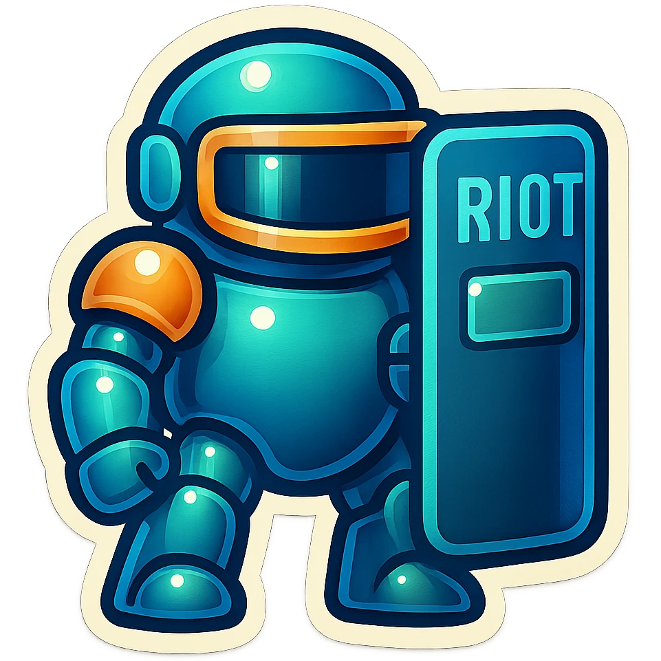 Lets do something else now. can you show me a riot shield robot emoji