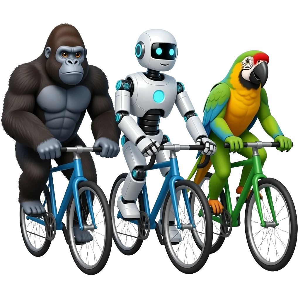 🦧🤖🦜🚲🚲🚲 riding emoji