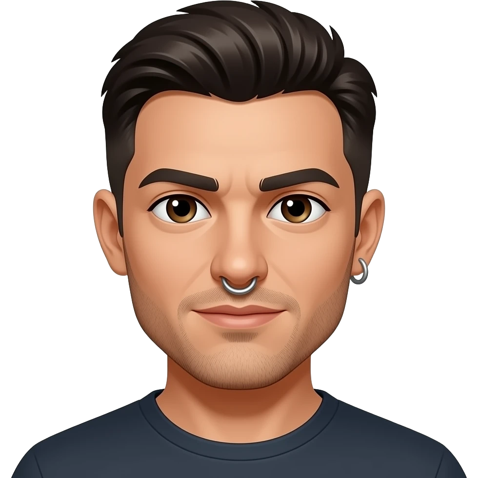 man with nose and eyebrow piercing emoji